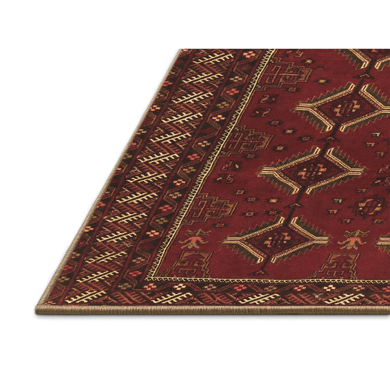 Tapis oriental en laine / polyester tissé à la machine Nylyn en brun / noir, Tapis de couloir 2 pi x 5 pi