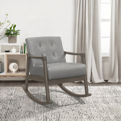 Chaise berçante en bois massif Cainon