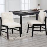 Modern Upholstered Dining Chairs With Backrest, With Solid Wood Frame, For Dining Room/Living Room