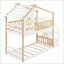 Lit simple sur lit simple Pinewood & amp; Lit superposé en bois composite avec rangement et amp; Garde-corps naturel + blanc chambre de jeune