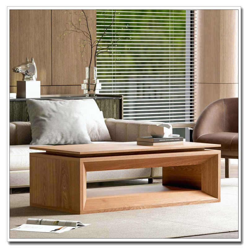 Table basse à plateau relevable 43,3 po avec rangement, Bois naturel