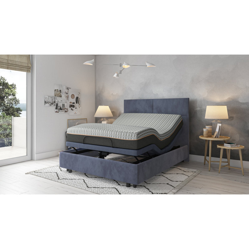 Base de lit Os3 réglable: massage à 3 niveaux d'intensité, positionnement de la tête et des pieds, ajustements de profondeur de 39,2 po, massage