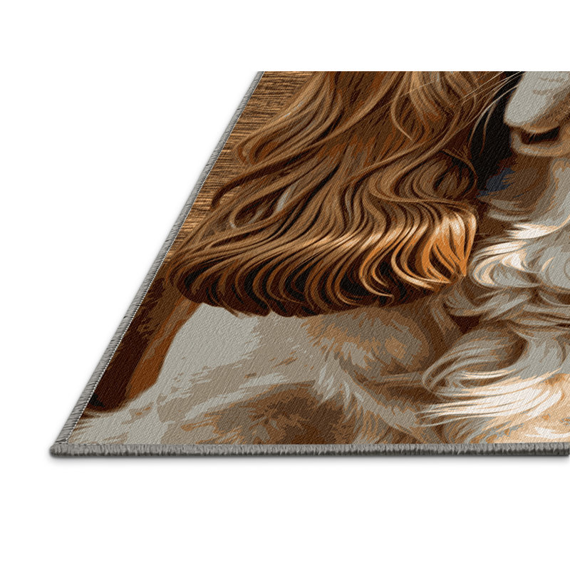 Washable Sussex Spaniel Dogs Area Rug, Square 5'