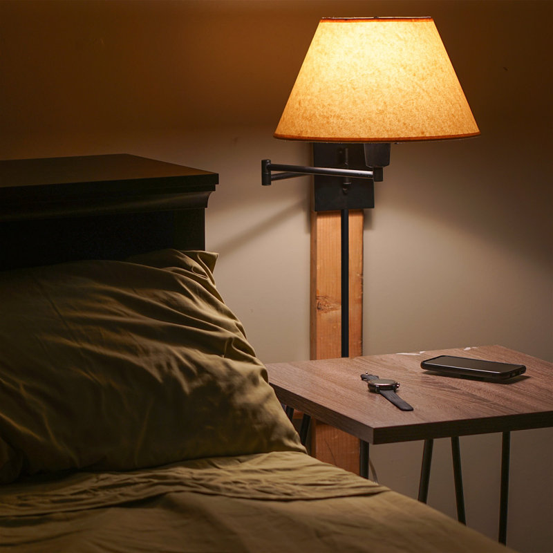 Express Swing Arm Sconce, Black, Opaque Paper