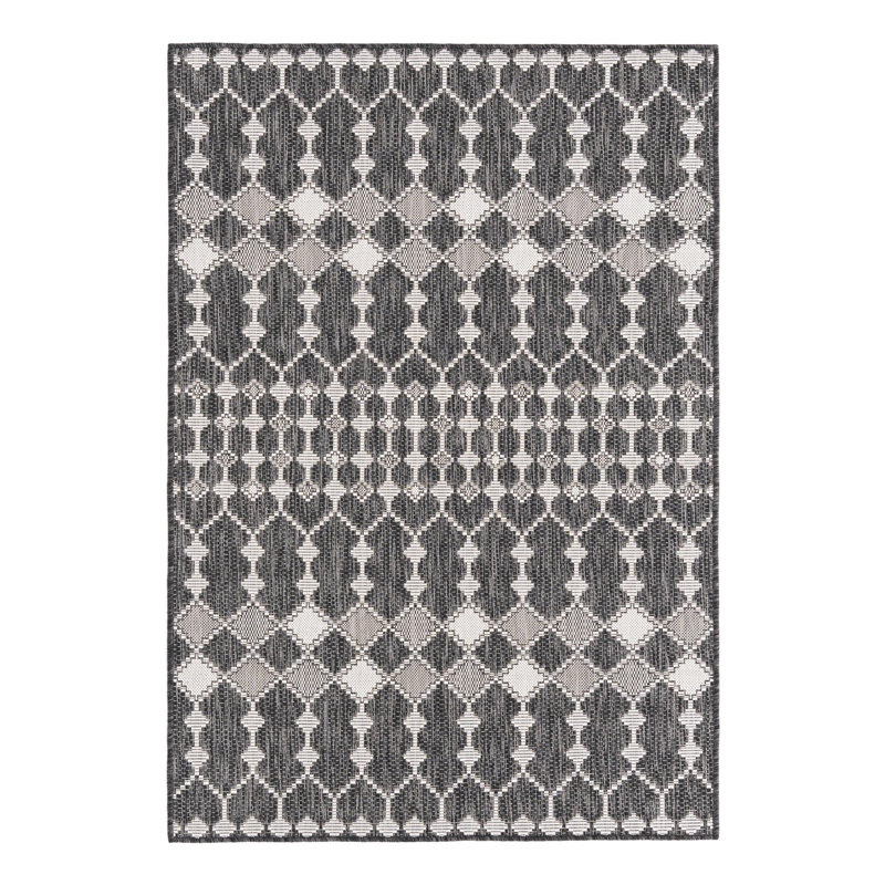 Charcoal Traliccio Indoor/Outdoor Trellis Rug, Rectangle 4' x 6'