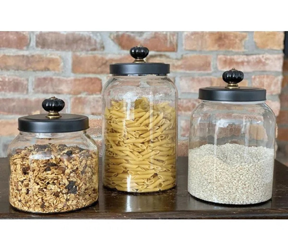 JoyJolt Elegant Cookie Jar. 2 Large Glass Jar With Lid. Jars for Kitchen  Counter with Lids, Candy Jar, Decorative Apothecary Canisters, Half Gallon