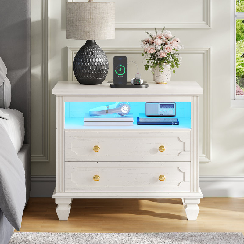 72cm W Bedside Table, White