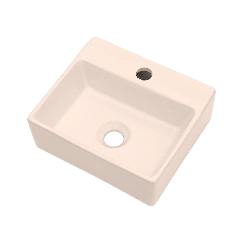 Lavabo de salle de bain mural rectangulaire en céramique blanche 13,6 x 11,6 pouces avec trou de robinet simple
