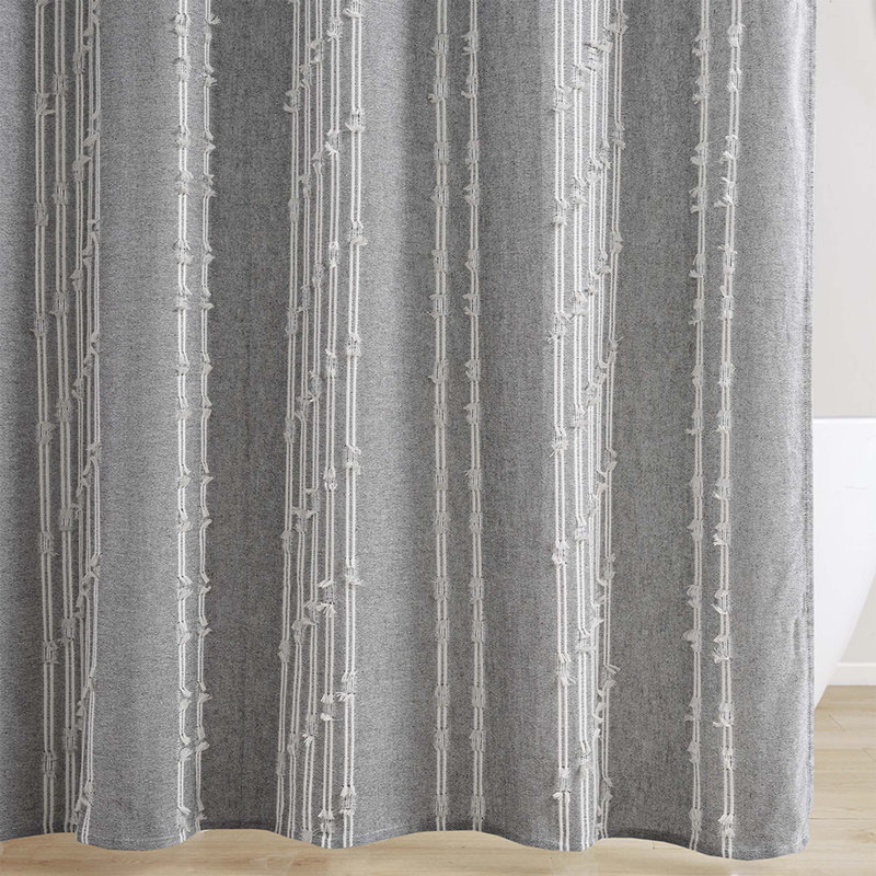 Rideau de douche en jacquard Farmhouse, Gris