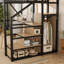 Lit mezzanine double en métal avec bureau, escalier, rangement, station de charge et lumières RVB pour les adolescents