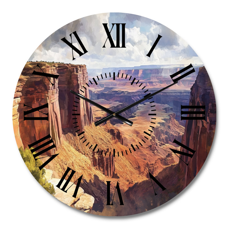 Horloge murale en métal blanc de style sud-ouest, motif de paysage de Canyonlands, Médium
