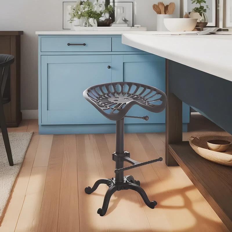 Elinna Swivel Adjustable Height Counter Stool with Metal Frame, Rust