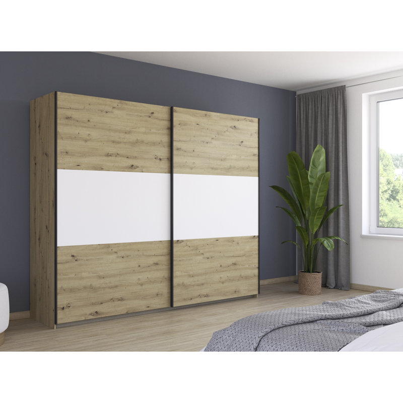Neo 2 Door Manufactured Wood Wardrobe, 210cm H x 261cm W x 59cm D, Premium, Artisan oak/Alpine white