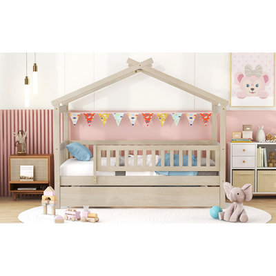 Lit en bois avec lit gigogne simple