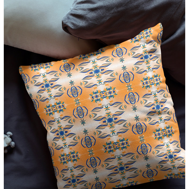  Housse de coussin carré et insert, H 20 po x l 20 po, Fermeture éclair, Orange / gris