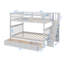 Lit superposé double sur lit double pour chambre à coucher, équipé d'un tiroir, d'un rangement et d'un garde-corps sur l'escalier-2142315217