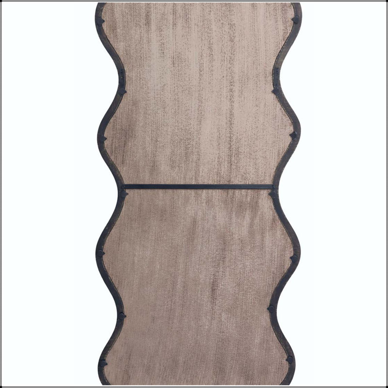 Miroir mural ondulé pleine longueur avec cadre en bois de manguier