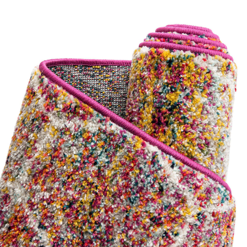 Tapis géométrique fuchsia, Ovale 5 pi 3 po x 8 pi