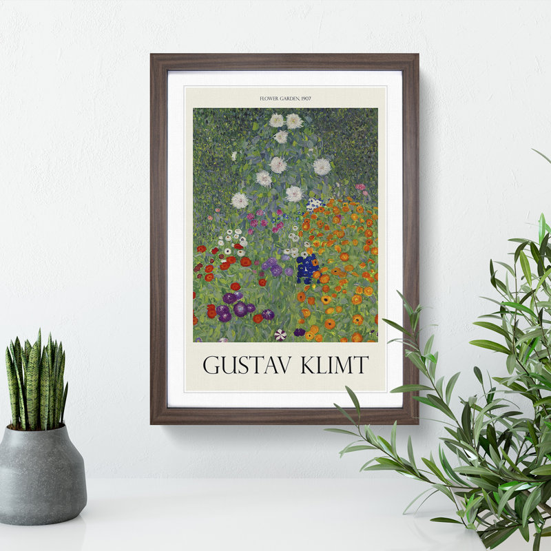 Flower Garden Vol.2 by Gustav Klimt - Single Picture Frame Print, 48cm H x 36cm W x 2cm D, Walnut Framed