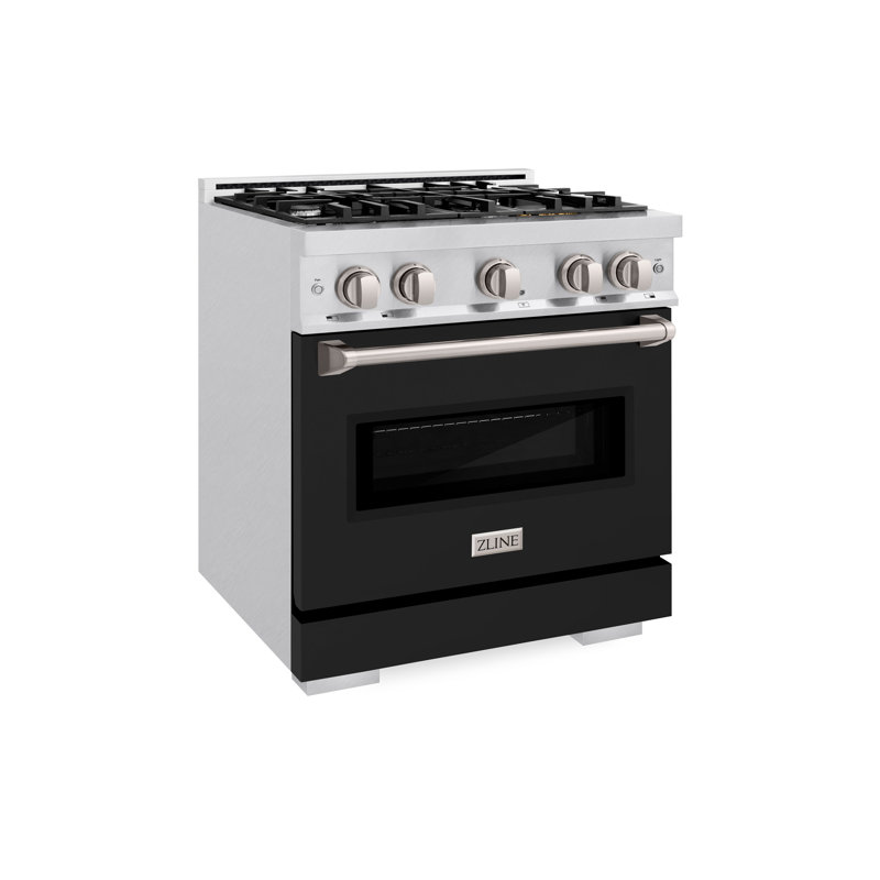 ZLINE 30" Classic Dual Fuel Black Matte Door Range w/ 4 Burners and Convection Oven, Black