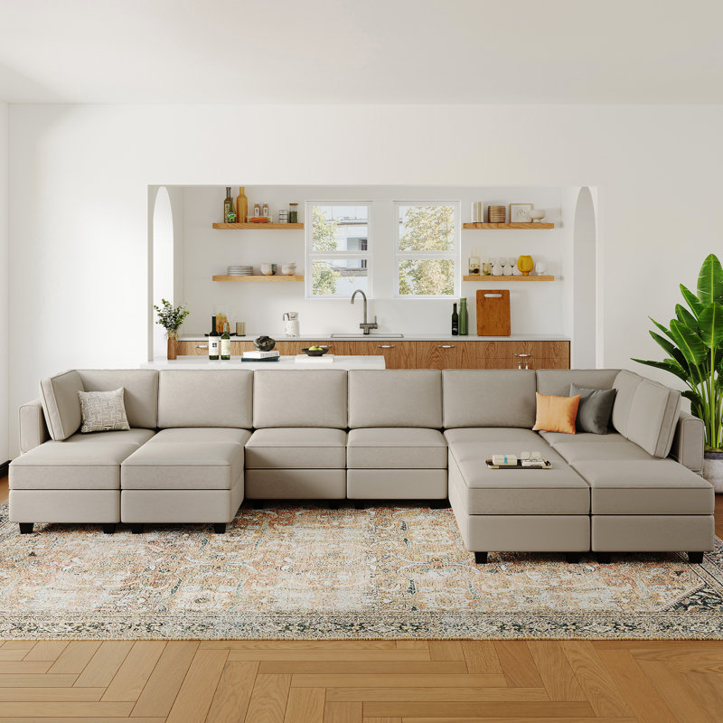 Wylodene 169.4'' Wide Genuine Velvet Reversible Modular Corner Sectional, Gray Velvet