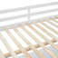 Lit mezzanine double en bois avec bureau en U, compartiments de rangement et miroir à trois volets, blanc