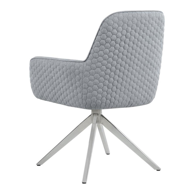 Chaise de salle à manger moderne et élégante en tissu d'ameublement gris avec pivotement sur 360 degrés