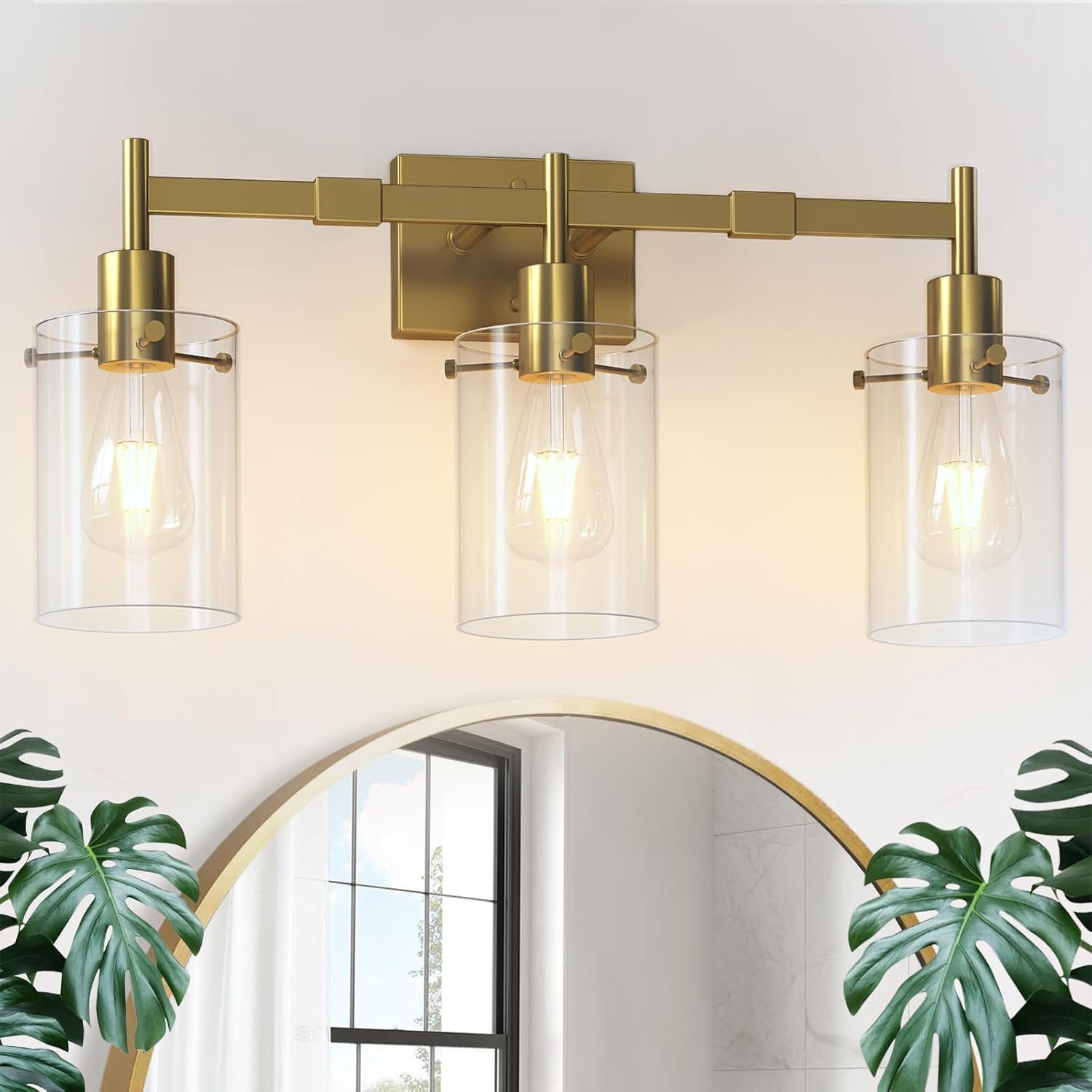 Longshore Tides 3-Light Brushed Gold Bathroom Vanity Lights,Modern ...