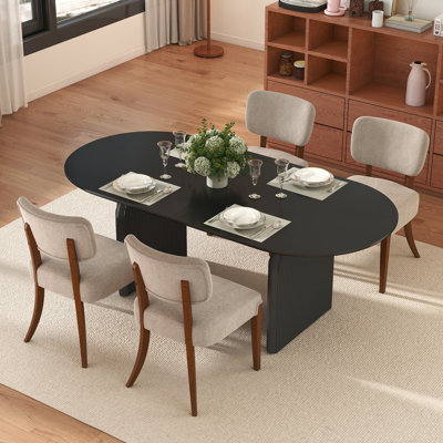 Ensemble de table de salle à manger 70 po et chaises 4/6 sans accoudoirs, panneau de fibres à densité moyenne durable et bois pour la salle à manger, la cuisine ou le salon