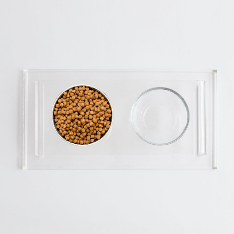 Glass Bowl Clear Elevated Feeder, 2 Cups