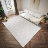 Tapis décoratif en similicuir ivoire à losanges 1 pi 8 po x 2 pi 6 po Mosaic