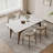 White + Nut-brown Rectangular Sintered Stone + Solid Wood Dining Table-210677396