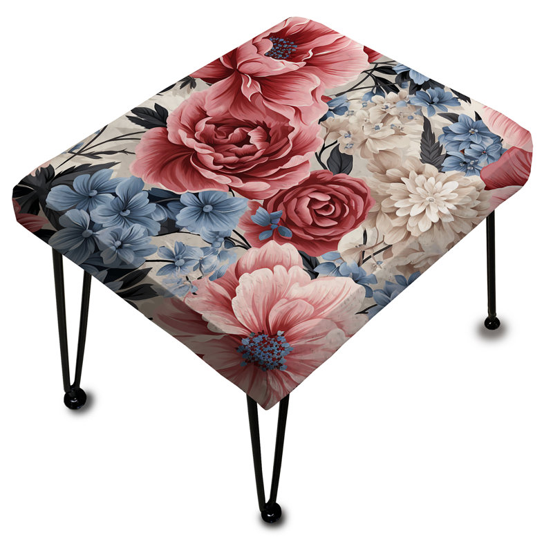 Motif floral rose et bleu - Repose-pieds floral rectangulaire