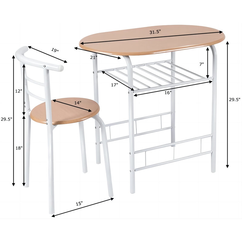 Volmer 3 - Piece Bistro Dining Set, White
