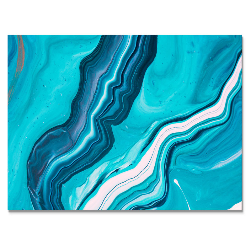 «Luxury Turquoise Marble River», reproduction d'art sur toile encadrée, H 16 po x l 32 po x P 1 po, Toile tendue