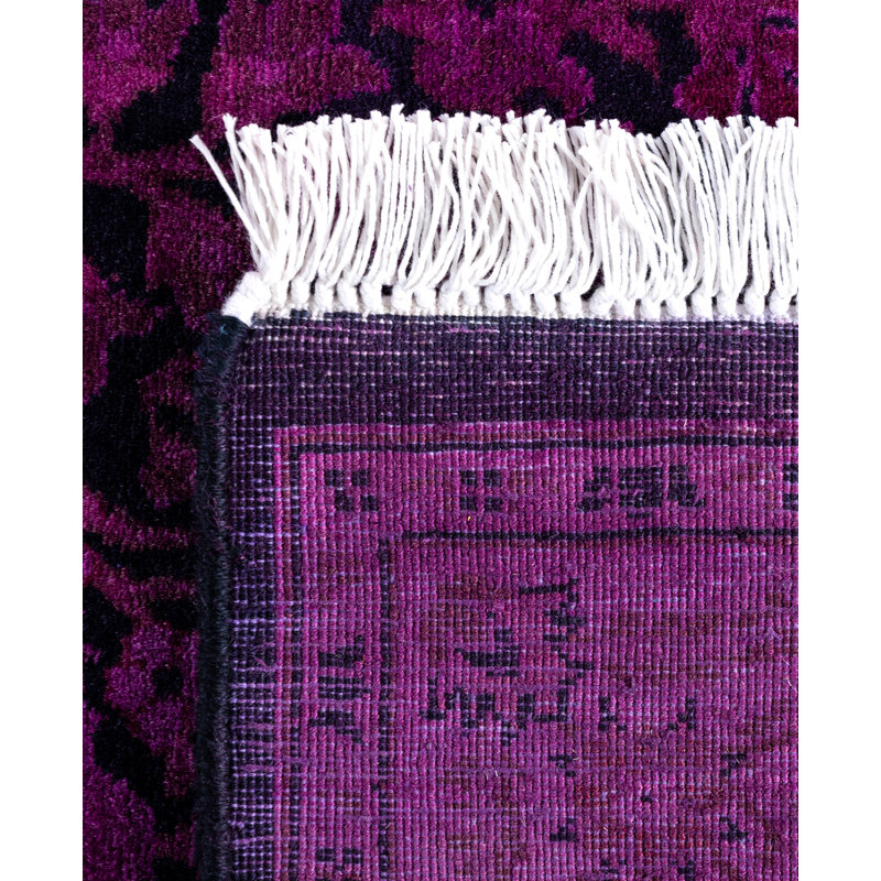 Overdyed Hand-Knotted Wool Modern-Contemporary Purple Runner 2' 7" x 18' 8"