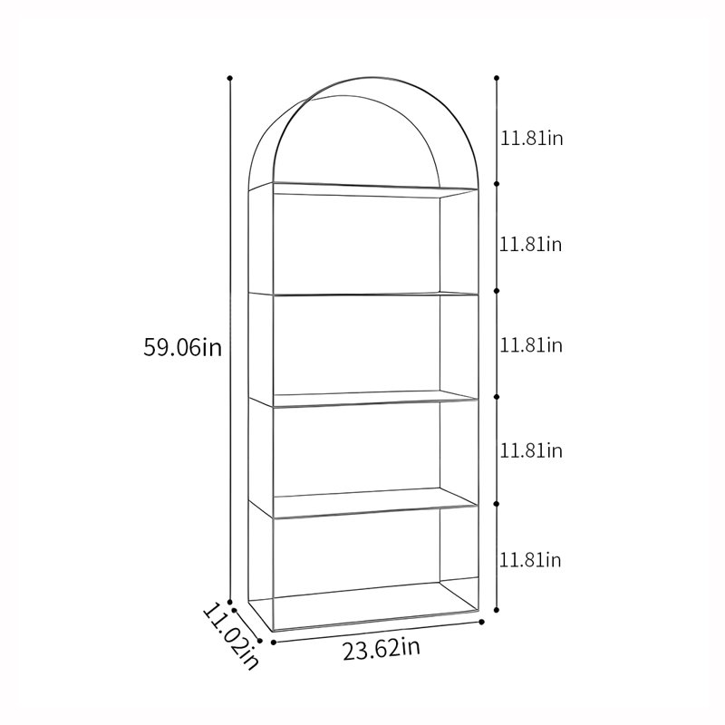 Modern Acrylic Arch Bookshelf for Stylish Storage, Amber Brown