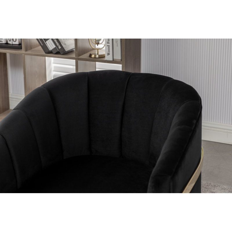 Fauteuil demi-tonneau Tellico, Velours noir