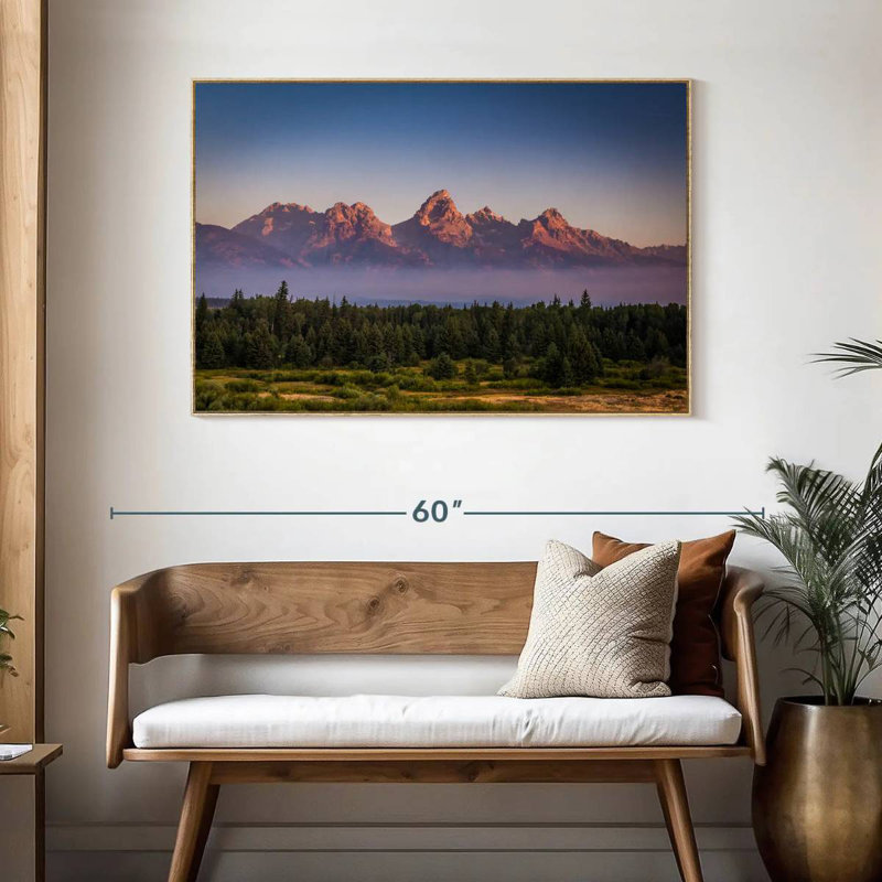 Brume Grand Teton, Cadre flottant en bois naturel, 46 po x 31 po