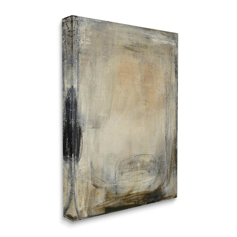 "Beige Abstract Scribble Composition", art mural par Kippi Leonard, H 30 po x l 24 po x P 1,5 po