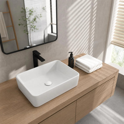 Davivy 19" Rectangular Ceramic Bathroom Vessel Sink Counter Top Sink White