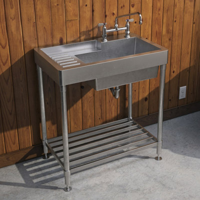Whitehaus 33'' L Freestanding Single Bowl Stainless Steel Kitchen Sink