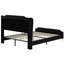 Grand lit pour bébé avec design à oreilles, formes géométriques sur la tête de lit, pieds en métal doré, ornement en cuir de construction, éponge haute résilience confortable, bois et base