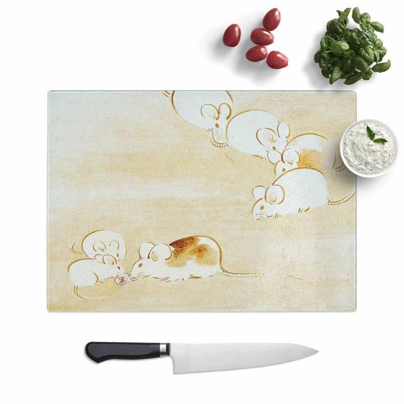 Glass Mice by Shibata Zeshin Chopping Board, 39 cm W x 28.5 cm L
