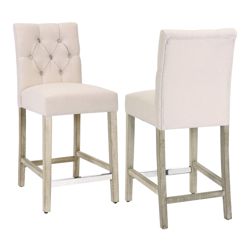 Tabouret de bar et de comptoir Wren (ensemble de 2), Beige, Tabouret de comptoir (siège d'une hauteur de 24 p, Gris antique