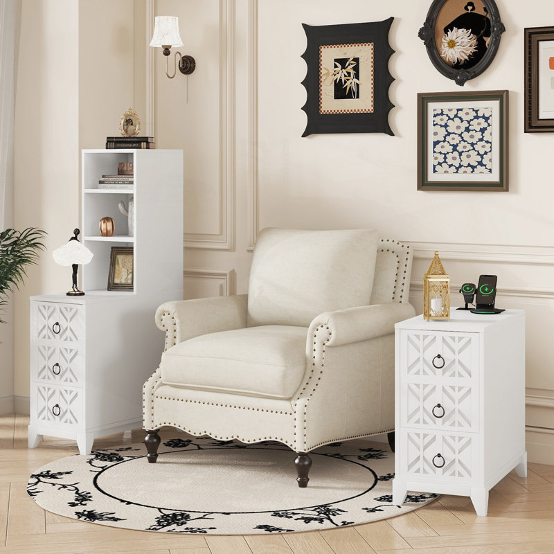 Versatile End Table with Multiple Storage Options and Stylish Design for Bedroom and Corner, White