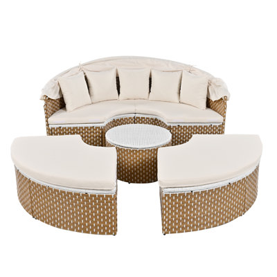 Harstad 170cm Wide Wicker Patio Daybed with Cushions