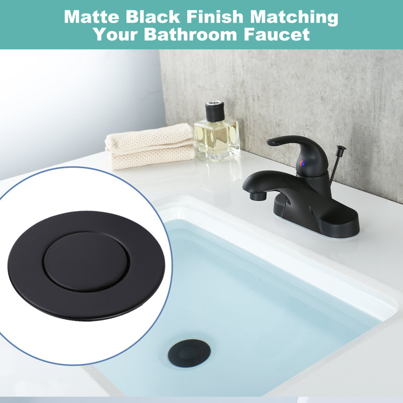 Bonde de salle de bain escamotable avec trop-plein, Noir mat