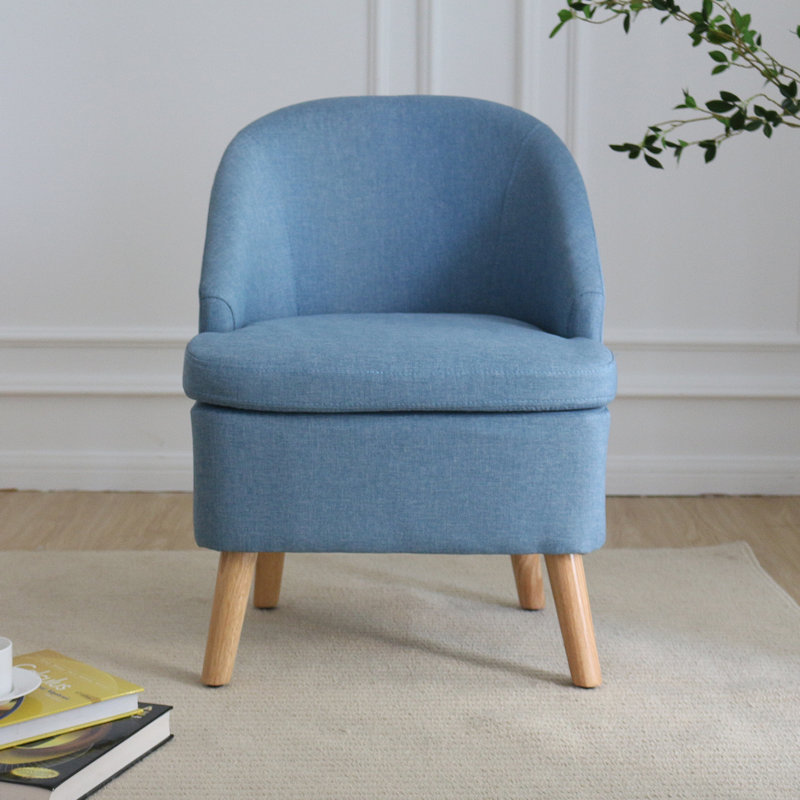 Fauteuil demi-tonneau de 22 po Emra, Mélange de lin bleu