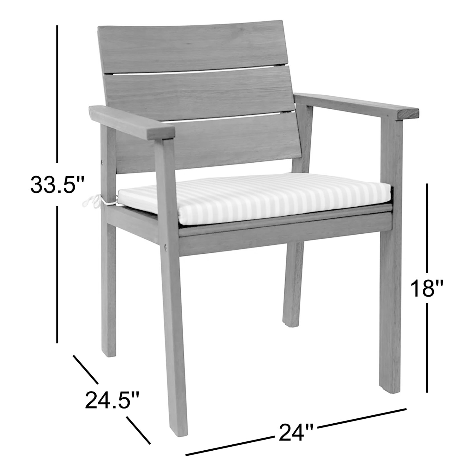 Brighton Wood Premium All-Weather Wicker Outdoor Dining Armchair with Cushion